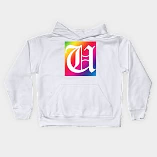 Rainbow White Letter U Kids Hoodie